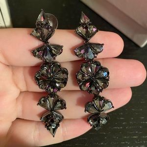 Black iridescent long earrings.